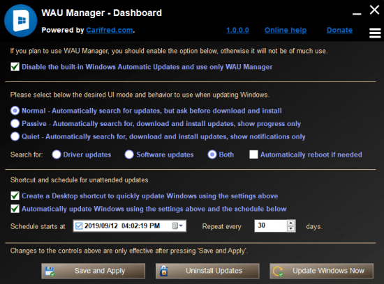 WAU Manager (Windows Automatic Updates) 3.1.0.0
